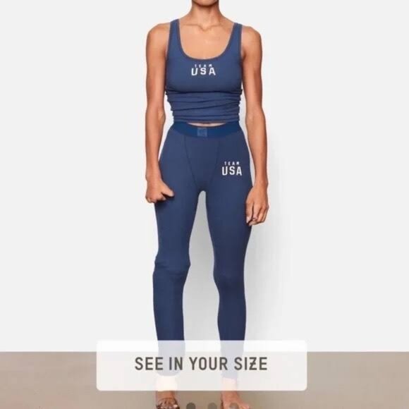 SKIMS Soft Lounge Rib Leggings Team USA Navy XL - Picture 11 of 12